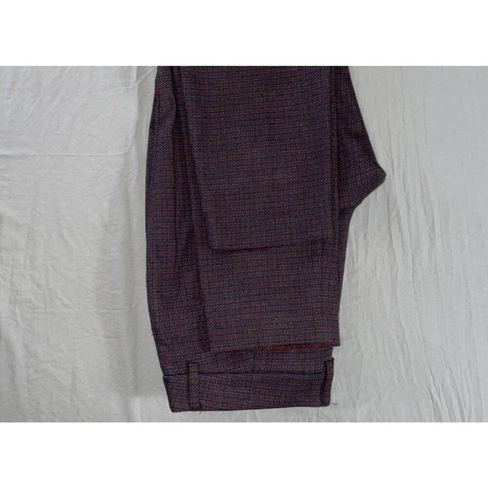 Express Editor Tapered Leg Stretch Trouser Pants. Red, Blue, Gray Lattice. 0R. - Picture 4 of 9